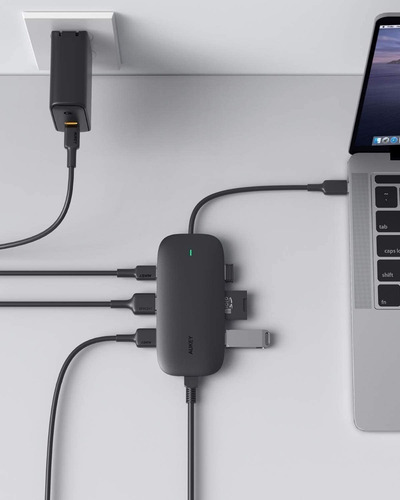 Imagen 4 de 10 de Hub Adaptador Macbook Usb C Hdmi Micro Sd 5-1 4k Alumninio