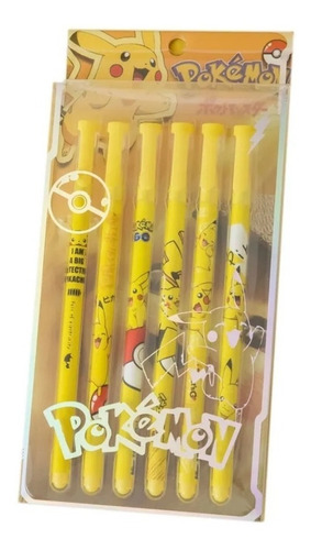 Lápices Tinta Gel Negro. Pokémon Pikachu Para Estudiantes