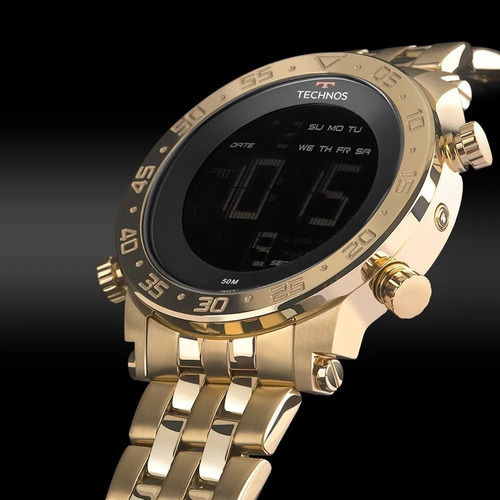 Relógio Technos Masculino Performance Dourado Original Nf