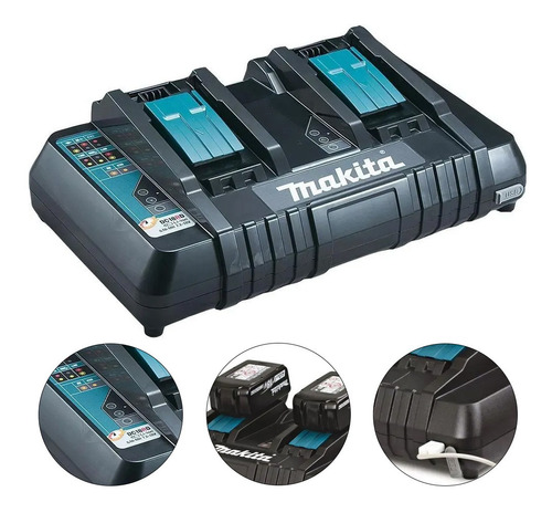 Carregador De Bateria Duplo Com Usb 14,4~18v Dc18rd Makita