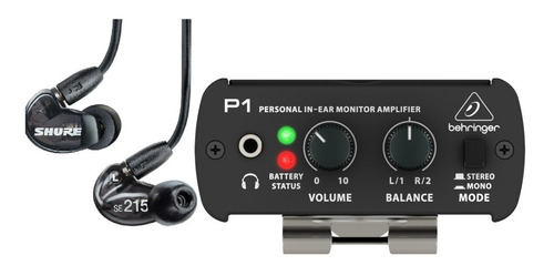 Behringer Powerplay P2 Amplificador De Auriculares Shure Se215-Cl Auriculares Profesionales con Cable sobre La Oreja 