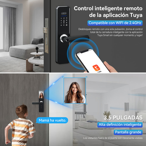 Cerradura Electrónica Digital Inteligente Wifi Tuya App Con Cámara Espesor De La Puerta Recomendado 40-65mm Derecha/lzquierda