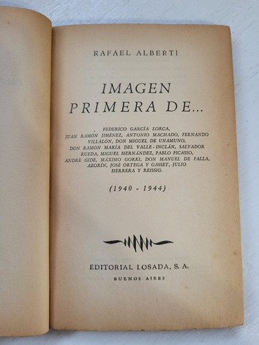 Libro Imagen Primera De... - Rafael Albert #h13