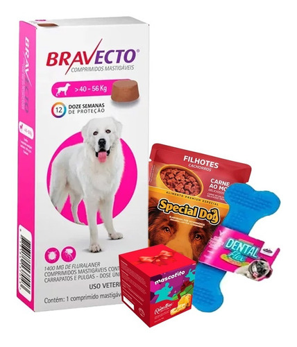 Bravecto Antipulgas E Carrapatos Cães De 40 A 56kg + Brinde