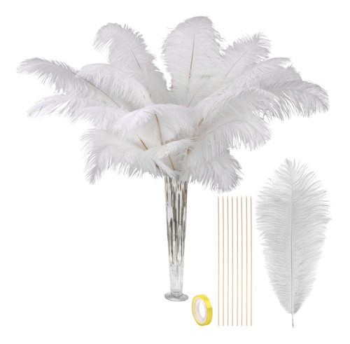 Vijiv Plumas De Avestruz Grandes De Color Blanco Natural, 1.