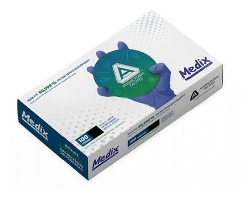 Luvas descartáveis antiderrapantes Medix AMG cor azul-violeta tamanho  P de nitrilo x 100 unidades 