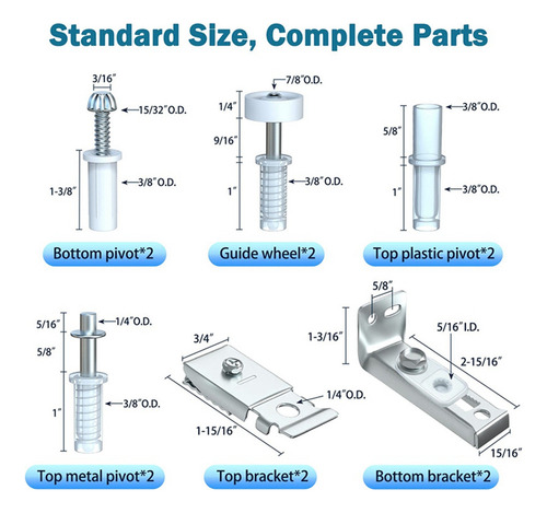 Kit De Reparación De Herrajes Para Puertas Plegables, 4 Piez