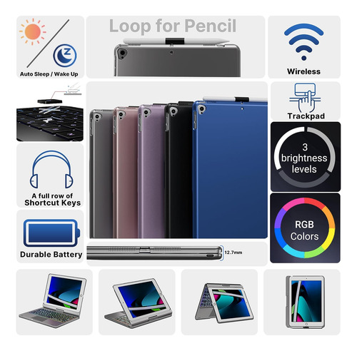 iPad 9th Generation Keyboard Case: 2021 Touchpad iPad 8th 7t