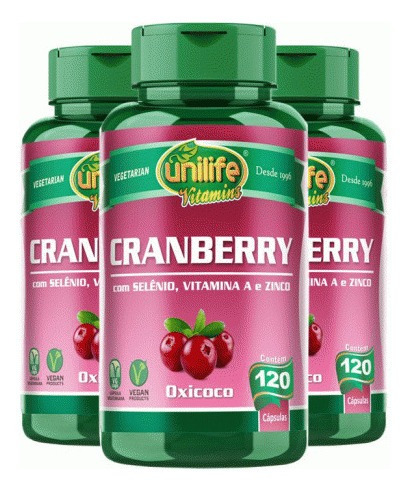 Kit 3 - Cranberry 500mg Unilife 120 Cápsulas - Promoção