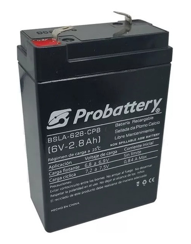 Bateria De Gel 6v 2.8ah Probattery Para Luces De Emergencia