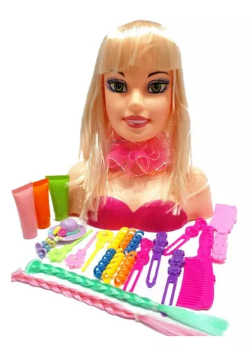 Boneca cabeca busto barbie com acessorios p pentear maquiar 21