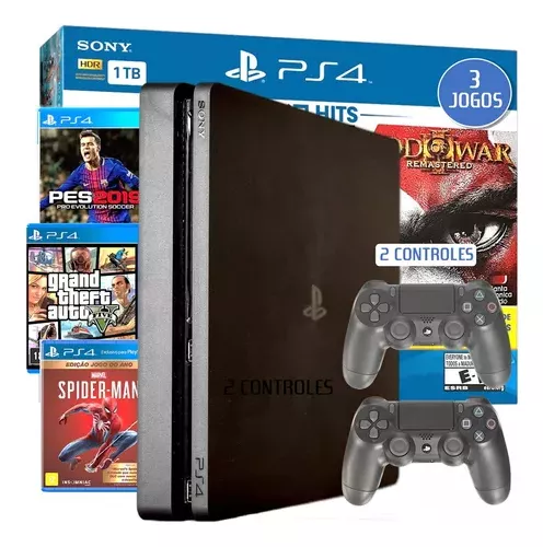 Playstation 4 + 3 Jogos + 2 Controle Original + Garantia