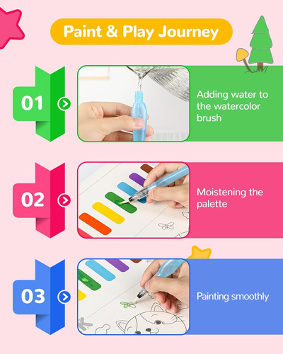 Tecjoe Pintura Con Libros Para Colorear Con Agua Para Niños