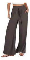 Comprar Pantalon Lino Pierna Ancha Para Mujer Palazzo Cintura Alta
