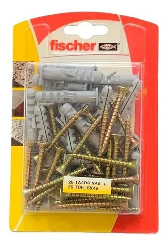 Tarugo Y Tornillo 8 Fischer Tirafondo Fijaciones Kit X 25 U