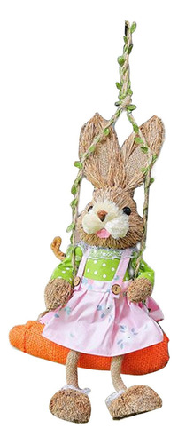 Conejo De Paja Animal Crafts Swing Bunny Figurilla