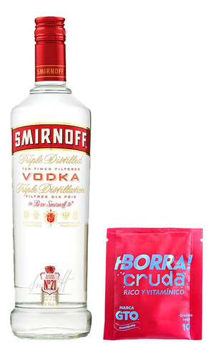  Vodka Smirnoff Proff 750ml+bebida En Polvo Borra Cruda 10gr