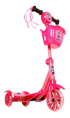 Brinquedo Patinete Infantil Minnie Rosa 3 Rodas Luz E Som Cor Rosa-chiclete Minnie Mouse
