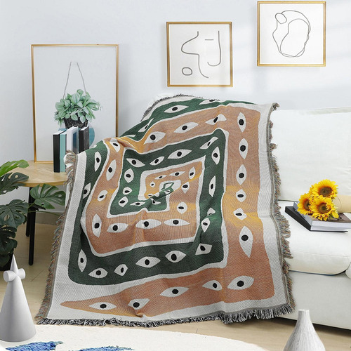 Boho Punto Serpiente Manta Sofá Mantas Pared Arte Tapiz