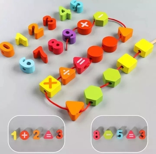 Set De Enhebrado En Madera Motricidad Fina Juego Didáctico