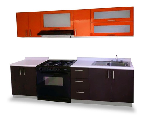 Cocina Integral Moderna Holanda Derecha Estufa 2.60m Naranja