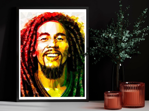 Poster Enmarcado 33x48cm Bob Marley Pintura Colorida Arte