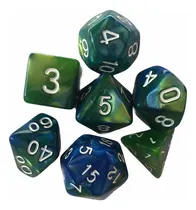 Comprar Set De 7 Dados Juegos De Rol Azul Marino Y Verde Marmoleado