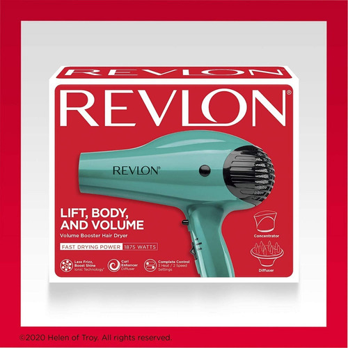 Secador Revlon Essentials com amplificador de volume, cor verde Rvdr5036