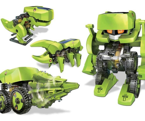 Brinquedo Educacional Robô 4 Em 1 Energia Solar Cor Verde Personagem Dinossauro
