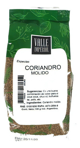 Coriandro Molido 100 Gr - Valle Imperial