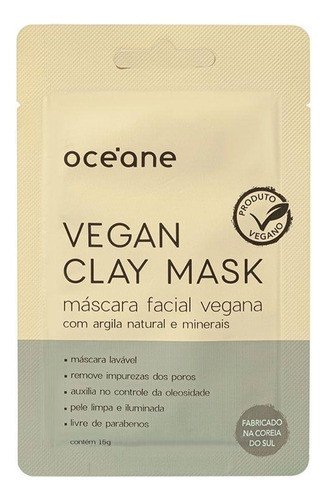 Máscara Facial Vegana Com Argila Bentônita 15g Océane Tipo de pele Normal