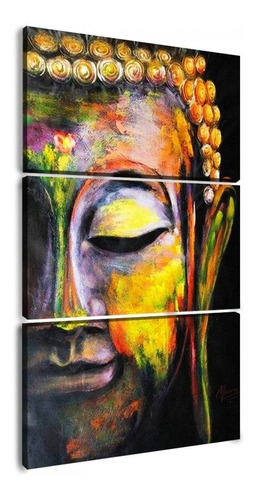 Buda Triptico Eb Canvas Listo Para Colgar Colores Tipo Oleo Lienzo No Sintetico Calidad De Galeria