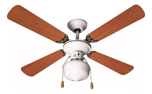 Ventilador De Techo 42 Pulgadas Doble Vista 1.067 M Blanco Blanco/cafe Madera 4