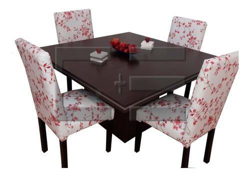 Juego Comedor Mesa Tr 130x130+4 Silla Eco C/dib 