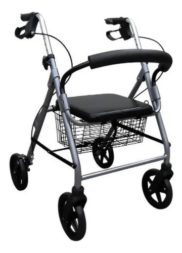 Andador Winner.med Preto Com Rodas E Assento 4 Rodas