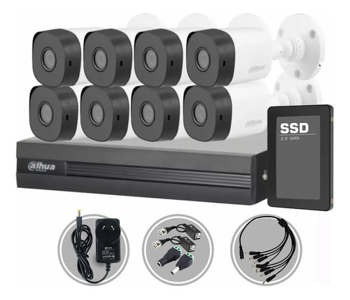 Kit Seguridad Dahua Cctv Dvr 8ch Hd + 8 Camara Infrar +disco