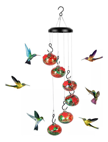 Comedero Para Colibríes Con Campanas De Viento Mini Jardín