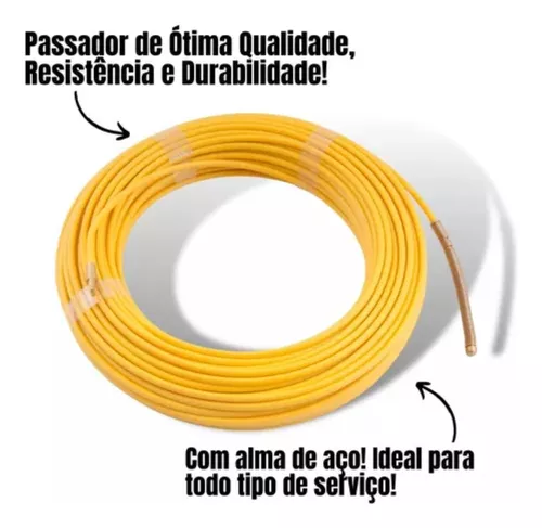 Guia Passa Fio Sonda Pvc Alma De Aço Profissional 20m Vonder