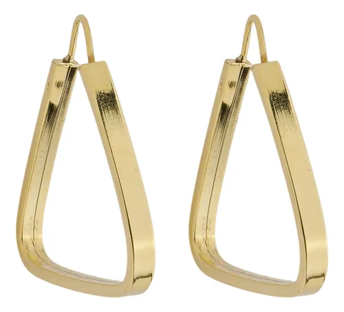 Brinco Chato Triangular 19 Mm Em Ouro 18k 750