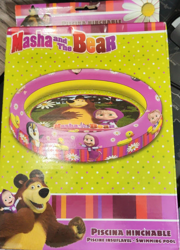 Piscina Inflavel Masha E Urso 2 Aneis 90cm Base Infantil Cor Rosa