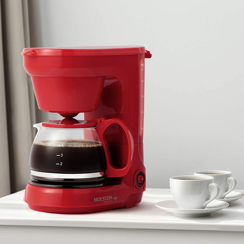 Cafetera Holstein Housewares Para 5 Tazas, Color Rojo