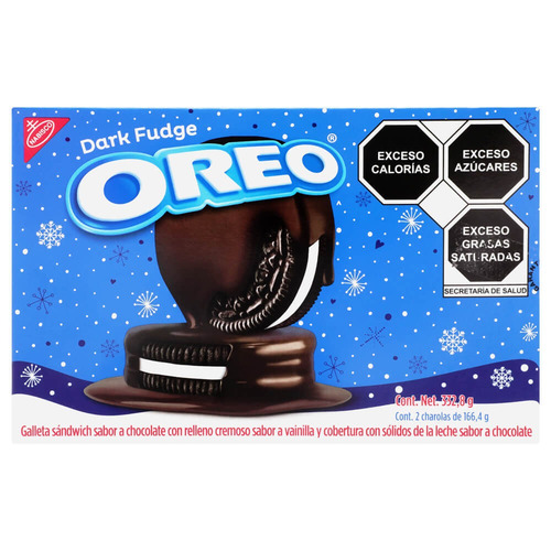 Imagen 1 de 1 de Galleta OREO Dark Fudge de chocolate y vainilla 332.8 g pack x 2 u