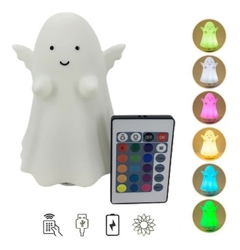 Lampara Velador Angel Fantasma Luz De Noche Infantil Usb Rec