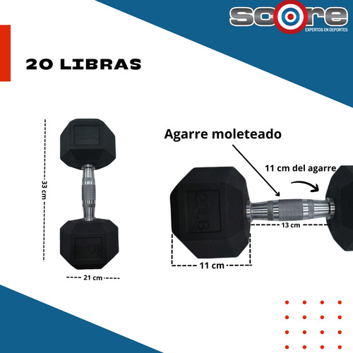 Pack 6 Mancuernas Hexagonales 10,15,20 Lbs Total 45 Kg