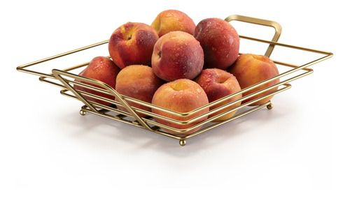 Fruteira Cesto De Frutas Cozinha Mesa De Vidro Dourado Gold Arthi