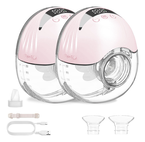 2pcs Extractor De Leche Manos Libres Recargable Con 4 Modos