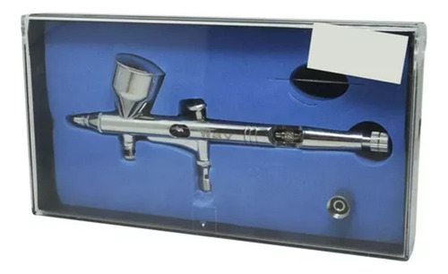 Caneta Aerográfica Pistola Dupla Ação Profissional 9ml 0,2mm Cor Prateado