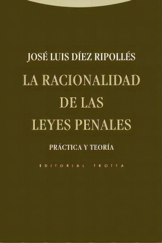 La Racionalidad De Las Leyes Penales, De Díez Ripollés, José Luis. Editorial Trotta, S.a., Tapa Blanda En Español