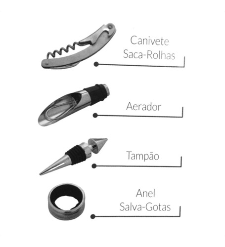 Imagem 2 de 9 de Kit Abridor De Vinho Acessórios Canivete Saca Rolhas Aerador