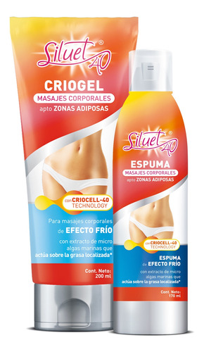 Pack Siluet 40 Masaje Corporal Criogel 200ml + Espuma 170ml